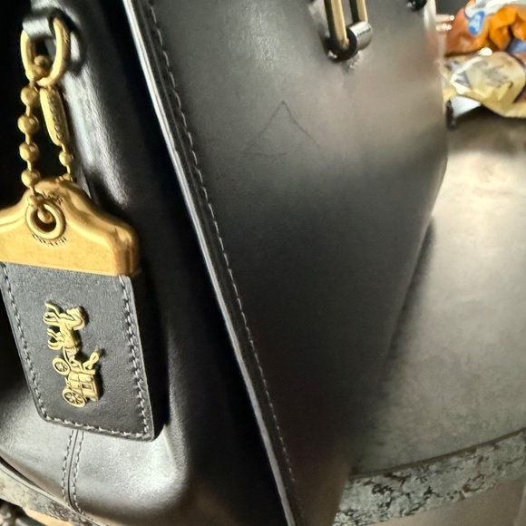 Coach Black Satchel with Gold Accents - Picture 2 of 16